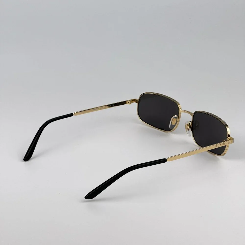 Gucci GG1457S 001 Sunglasses Gold Grey Rectangle Metal Unisex GG 1457S - Picture 8 of 12